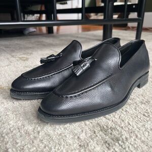 Meermin Black Leather Tassel Loafers
